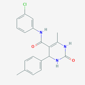 molecular formula C19H18ClN3O2 B2394591 N-(3-chlorophenyl)-6-methyl-2-oxo-4-(p-tolyl)-1,2,3,4-tetrahydropyrimidine-5-carboxamide CAS No. 421576-08-1