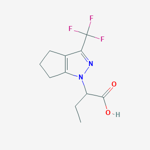 molecular formula C11H13F3N2O2 B2394594 2-[3-(trifluoromethyl)-5,6-dihydrocyclopenta[c]pyrazol-1(4H)-yl]butanoic acid CAS No. 938001-67-3
