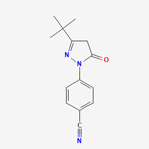 molecular formula C14H15N3O B2394597 4-(3-tert-butyl-5-oxo-4H-pyrazol-1-yl)benzonitrile CAS No. 1095022-91-5