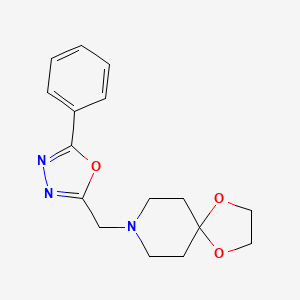 molecular formula C16H19N3O3 B2394610 8-[(5-Phenyl-1,3,4-oxadiazol-2-yl)methyl]-1,4-dioxa-8-azaspiro[4.5]decane CAS No. 780821-84-3