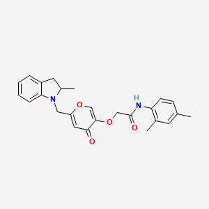N-(2,4-dimethylphenyl)-2-((6-((2-methylindolin-1-yl)methyl)-4-oxo-4H-pyran-3-yl)oxy)acetamide