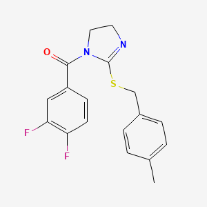 molecular formula C18H16F2N2OS B2394639 (3,4-Difluorophenyl)-[2-[(4-methylphenyl)methylsulfanyl]-4,5-dihydroimidazol-1-yl]methanone CAS No. 851805-12-4