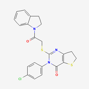 3-(4-Chlorophenyl)-2-[2-(2,3-dihydroindol-1-yl)-2-oxoethyl]sulfanyl-6,7-dihydrothieno[3,2-d]pyrimidin-4-one
