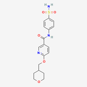 molecular formula C18H21N3O5S B2394644 N-(4-sulfamoylphenyl)-6-((tetrahydro-2H-pyran-4-yl)methoxy)nicotinamide CAS No. 2034616-42-5