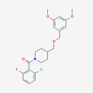 molecular formula C22H25ClFNO4 B2394652 (2-Chloro-6-fluorophenyl)(4-(((3,5-dimethoxybenzyl)oxy)methyl)piperidin-1-yl)methanone CAS No. 1396876-51-9