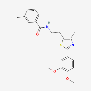molecular formula C22H24N2O3S B2394671 N-{2-[2-(3,4-dimethoxyphenyl)-4-methyl-1,3-thiazol-5-yl]ethyl}-3-methylbenzamide CAS No. 893997-41-6
