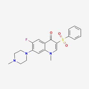 molecular formula C21H22FN3O3S B2394684 3-(benzenesulfonyl)-6-fluoro-1-methyl-7-(4-methylpiperazin-1-yl)-1,4-dihydroquinolin-4-one CAS No. 887213-95-8