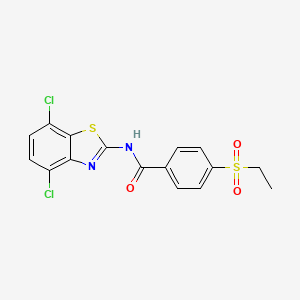 molecular formula C16H12Cl2N2O3S2 B2394715 N-(4,7-dichlorobenzo[d]thiazol-2-yl)-4-(ethylsulfonyl)benzamide CAS No. 886916-31-0