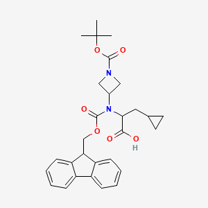 3-Cyclopropyl-2-[9H-fluoren-9-ylmethoxycarbonyl-[1-[(2-methylpropan-2-yl)oxycarbonyl]azetidin-3-yl]amino]propanoic acid
