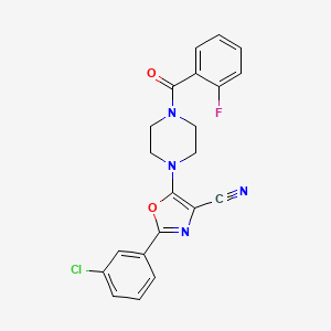 2-(3-Chlorophenyl)-5-(4-(2-fluorobenzoyl)piperazin-1-yl)oxazole-4-carbonitrile