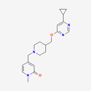 molecular formula C20H26N4O2 B2394737 4-((4-(((6-cyclopropylpyrimidin-4-yl)oxy)methyl)piperidin-1-yl)methyl)-1-methylpyridin-2(1H)-one CAS No. 2320224-21-1