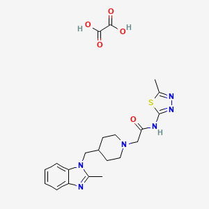 molecular formula C21H26N6O5S B2394774 N-(5-methyl-1,3,4-thiadiazol-2-yl)-2-(4-((2-methyl-1H-benzo[d]imidazol-1-yl)methyl)piperidin-1-yl)acetamide oxalate CAS No. 1351648-30-0