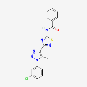 molecular formula C18H13ClN6OS B2394831 N-{3-[1-(3-chlorophenyl)-5-methyl-1H-1,2,3-triazol-4-yl]-1,2,4-thiadiazol-5-yl}benzamide CAS No. 895098-91-6