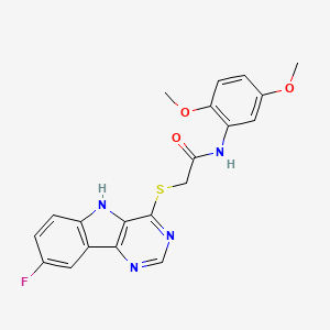 molecular formula C20H17FN4O3S B2394870 N-(2,5-dimethoxyphenyl)-2-({8-fluoro-5H-pyrimido[5,4-b]indol-4-yl}sulfanyl)acetamide CAS No. 1115997-35-7