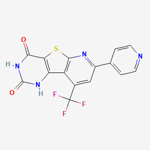 molecular formula C15H7F3N4O2S B2394875 6-Hydroxy-11-(pyridin-4-yl)-13-(trifluoromethyl)-8-thia-3,5,10-triazatricyclo[7.4.0.0^{2,7}]trideca-1(9),2(7),5,10,12-pentaen-4-one CAS No. 625376-68-3