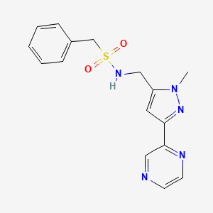 molecular formula C16H17N5O2S B2394898 N-((1-methyl-3-(pyrazin-2-yl)-1H-pyrazol-5-yl)methyl)-1-phenylmethanesulfonamide CAS No. 2034457-50-4