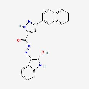 molecular formula C22H15N5O2 B2394909 3-naphthalen-2-yl-N'-(2-oxoindol-3-yl)-1H-pyrazole-5-carbohydrazide CAS No. 306304-39-2