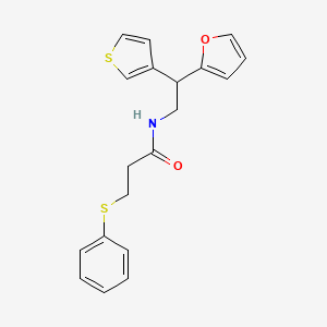 molecular formula C19H19NO2S2 B2394974 N-(2-(furan-2-yl)-2-(thiophen-3-yl)ethyl)-3-(phenylthio)propanamide CAS No. 2097866-28-7