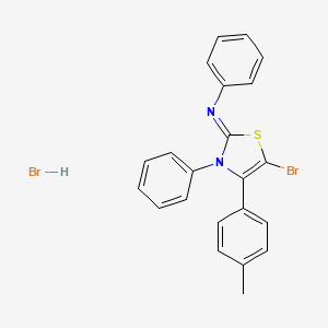 molecular formula C22H18Br2N2S B2394981 (E)-N-(5-bromo-3-phenyl-4-(p-tolyl)thiazol-2(3H)-ylidene)aniline hydrobromide CAS No. 303050-62-6