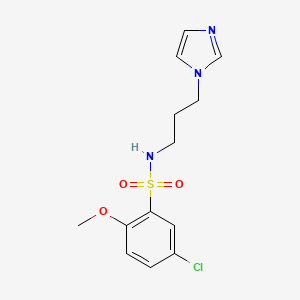 molecular formula C13H16ClN3O3S B2395024 5-chloro-N-(3-imidazol-1-ylpropyl)-2-methoxybenzenesulfonamide CAS No. 838899-09-5