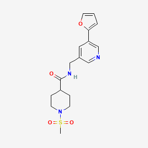 molecular formula C17H21N3O4S B2395032 N-((5-(furan-2-yl)pyridin-3-yl)methyl)-1-(methylsulfonyl)piperidine-4-carboxamide CAS No. 2034518-75-5