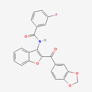 molecular formula C23H14FNO5 B2395089 N-[2-(2H-1,3-benzodioxole-5-carbonyl)-1-benzofuran-3-yl]-3-fluorobenzamide CAS No. 886179-67-5