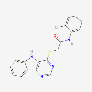 molecular formula C18H13BrN4OS B2395117 N-(2-bromophenyl)-2-{5H-pyrimido[5,4-b]indol-4-ylsulfanyl}acetamide CAS No. 1115997-10-8