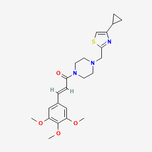 molecular formula C23H29N3O4S B2395122 (E)-1-(4-((4-cyclopropylthiazol-2-yl)methyl)piperazin-1-yl)-3-(3,4,5-trimethoxyphenyl)prop-2-en-1-one CAS No. 1173519-31-7