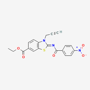 molecular formula C20H15N3O5S B2395157 Ethyl 2-(4-nitrobenzoyl)imino-3-prop-2-ynyl-1,3-benzothiazole-6-carboxylate CAS No. 865180-87-6