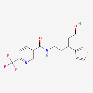 molecular formula C16H17F3N2O2S B2395168 N-(5-hydroxy-3-(thiophen-3-yl)pentyl)-6-(trifluoromethyl)nicotinamide CAS No. 2034312-47-3