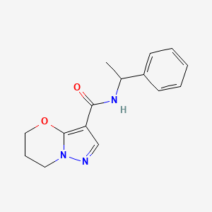 molecular formula C15H17N3O2 B2395234 N-(1-PHENYLETHYL)-5H,6H,7H-PYRAZOLO[3,2-B][1,3]OXAZINE-3-CARBOXAMIDE CAS No. 1428367-24-1