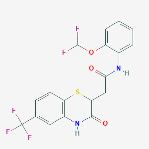 molecular formula C18H13F5N2O3S B2395240 N-[2-(difluoromethoxy)phenyl]-2-[3-oxo-6-(trifluoromethyl)-3,4-dihydro-2H-1,4-benzothiazin-2-yl]acetamide CAS No. 367908-30-3