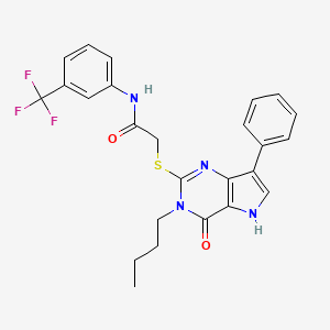 molecular formula C25H23F3N4O2S B2395248 2-((3-butyl-4-oxo-7-phenyl-4,5-dihydro-3H-pyrrolo[3,2-d]pyrimidin-2-yl)thio)-N-(3-(trifluoromethyl)phenyl)acetamide CAS No. 2034573-40-3