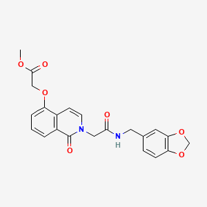 molecular formula C22H20N2O7 B2395255 Methyl 2-[2-[2-(1,3-benzodioxol-5-ylmethylamino)-2-oxoethyl]-1-oxoisoquinolin-5-yl]oxyacetate CAS No. 868225-27-8