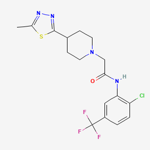 molecular formula C17H18ClF3N4OS B2395279 N-[2-chloro-5-(trifluoromethyl)phenyl]-2-[4-(5-methyl-1,3,4-thiadiazol-2-yl)piperidin-1-yl]acetamide CAS No. 1327218-41-6