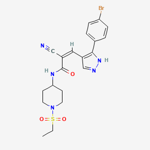 molecular formula C20H22BrN5O3S B2395298 (Z)-3-[5-(4-bromophenyl)-1H-pyrazol-4-yl]-2-cyano-N-(1-ethylsulfonylpiperidin-4-yl)prop-2-enamide CAS No. 1241703-02-5