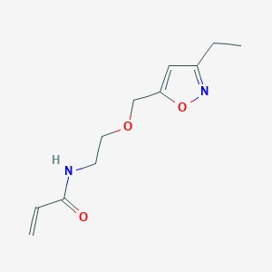 molecular formula C11H16N2O3 B2395329 N-[2-[(3-Ethyl-1,2-oxazol-5-yl)methoxy]ethyl]prop-2-enamide CAS No. 2411299-52-8