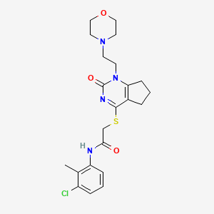B2395338 N-(3-chloro-2-methylphenyl)-2-((1-(2-morpholinoethyl)-2-oxo-2,5,6,7-tetrahydro-1H-cyclopenta[d]pyrimidin-4-yl)thio)acetamide CAS No. 946218-10-6