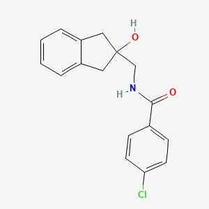 molecular formula C17H16ClNO2 B2395372 4-chloro-N-((2-hydroxy-2,3-dihydro-1H-inden-2-yl)methyl)benzamide CAS No. 2034601-85-7