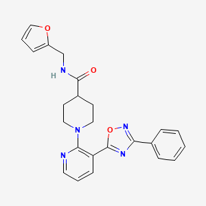 molecular formula C24H23N5O3 B2395390 N-(furan-2-ylmethyl)-1-[3-(3-phenyl-1,2,4-oxadiazol-5-yl)pyridin-2-yl]piperidine-4-carboxamide CAS No. 1251582-86-1