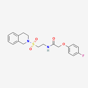 molecular formula C19H21FN2O4S B2395399 N-(2-((3,4-dihydroisoquinolin-2(1H)-yl)sulfonyl)ethyl)-2-(4-fluorophenoxy)acetamide CAS No. 922036-50-8