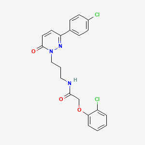 molecular formula C21H19Cl2N3O3 B2395406 2-(2-chlorophenoxy)-N-(3-(3-(4-chlorophenyl)-6-oxopyridazin-1(6H)-yl)propyl)acetamide CAS No. 1058175-29-3