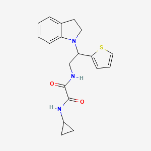 molecular formula C19H21N3O2S B2395413 N1-cyclopropyl-N2-(2-(indolin-1-yl)-2-(thiophen-2-yl)ethyl)oxalamide CAS No. 903287-77-4