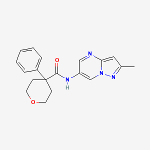 molecular formula C19H20N4O2 B2395423 N-(2-methylpyrazolo[1,5-a]pyrimidin-6-yl)-4-phenyltetrahydro-2H-pyran-4-carboxamide CAS No. 1795443-27-4