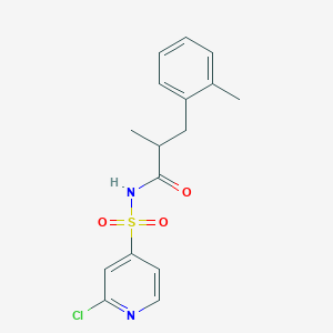 molecular formula C16H17ClN2O3S B2395425 N-(2-Chloropyridin-4-yl)sulfonyl-2-methyl-3-(2-methylphenyl)propanamide CAS No. 2418675-58-6