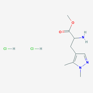 molecular formula C9H17Cl2N3O2 B2395438 Methyl 2-amino-3-(1,5-dimethylpyrazol-4-yl)propanoate;dihydrochloride CAS No. 2375260-22-1