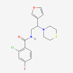 molecular formula C17H18ClFN2O2S B2395464 2-chloro-4-fluoro-N-(2-(furan-3-yl)-2-thiomorpholinoethyl)benzamide CAS No. 2034572-32-0