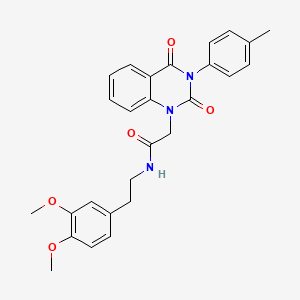 molecular formula C27H27N3O5 B2395469 N-(3,4-dimethoxyphenethyl)-2-(2,4-dioxo-3-(p-tolyl)-3,4-dihydroquinazolin-1(2H)-yl)acetamide CAS No. 899782-28-6