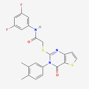 molecular formula C22H17F2N3O2S2 B2395514 N-(3,5-difluorophenyl)-2-((3-(3,4-dimethylphenyl)-4-oxo-3,4-dihydrothieno[3,2-d]pyrimidin-2-yl)thio)acetamide CAS No. 1794939-96-0