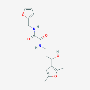 molecular formula C16H20N2O5 B2395542 N1-(3-(2,5-dimethylfuran-3-yl)-3-hydroxypropyl)-N2-(furan-2-ylmethyl)oxalamide CAS No. 2034520-77-7